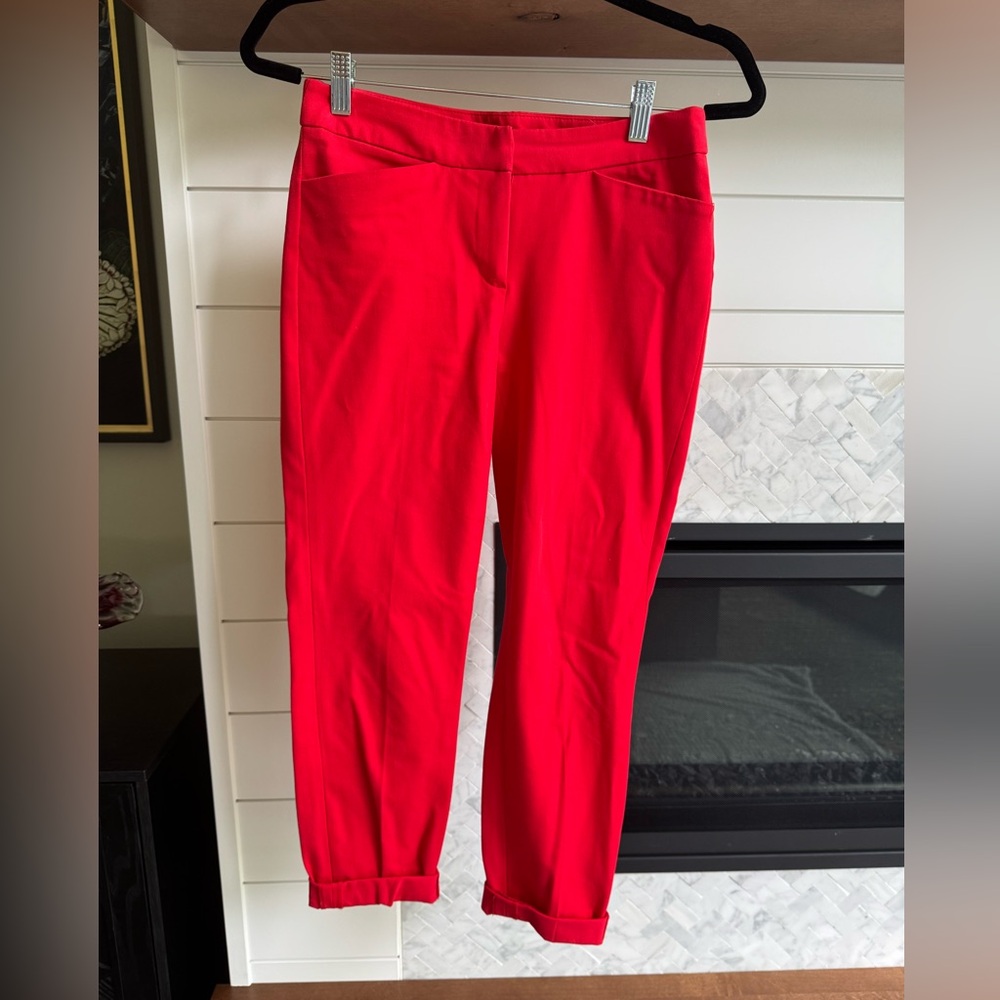 Halogen Red Cropped Jumpsuit Ankle Length